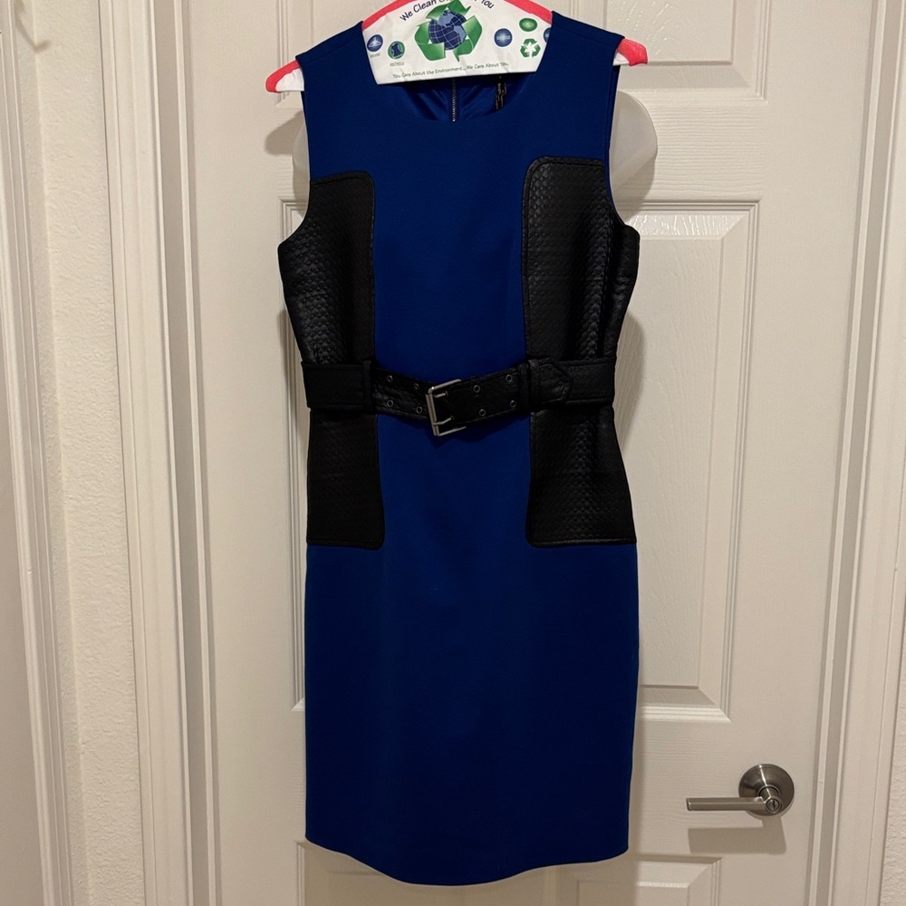 Laundry By Shelli Segal Blue and Black Mini Dress